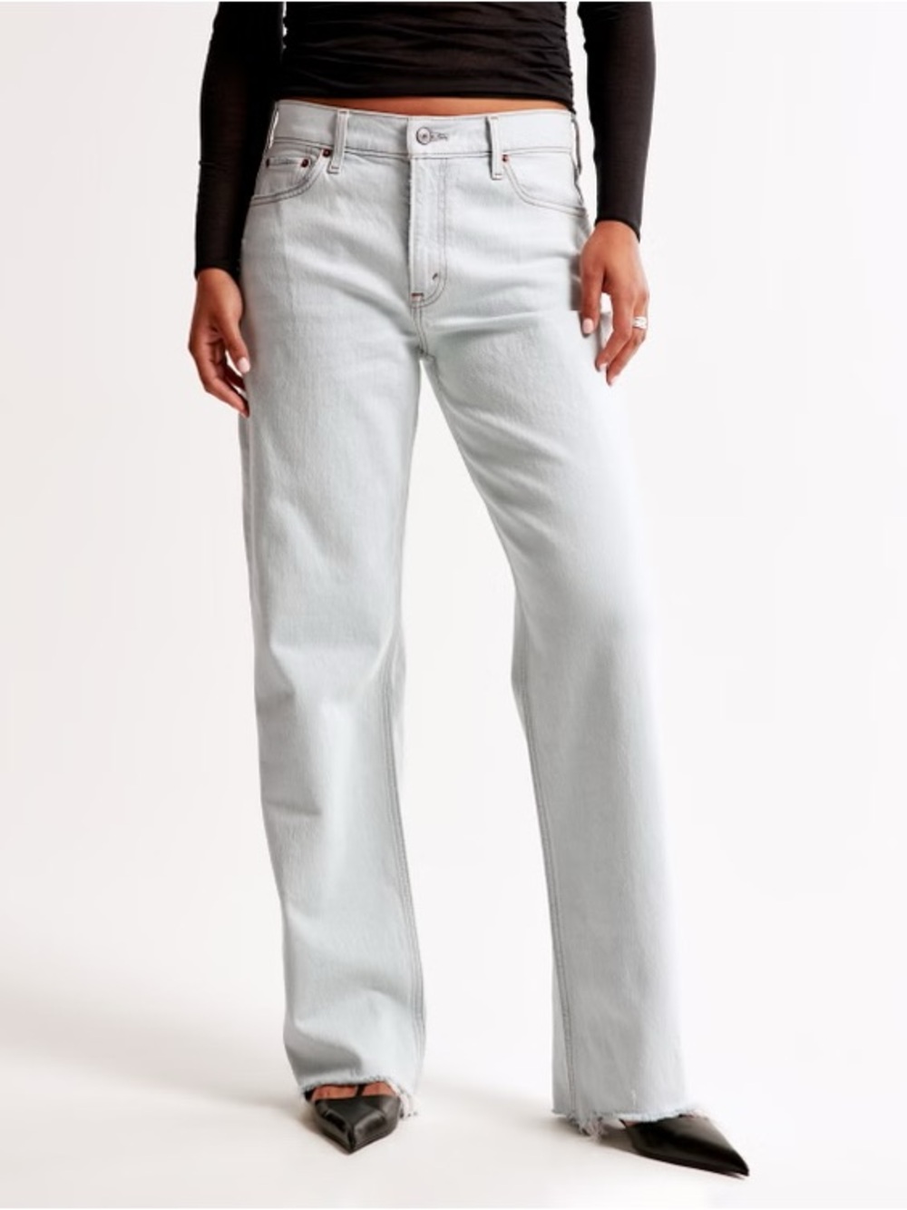 Abercrombie & Fitch Curve Love The Baggy Low Rise Jean Light w/ Hem Distress 12L